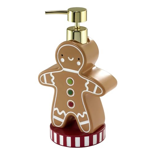Avanti Linens - Lotion Pump/Soap Dispenser, Durable Hand-Painted Resin, Countertop Accessories, Holiday Home Decor (Gingerbread Man)