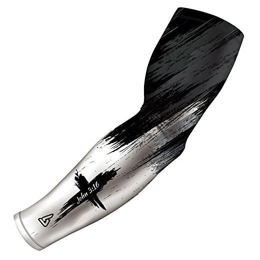 B-Driven Sports Manga Faith Cross Arm para homens e mulheres. Ótima compressão para todos os atletas, incluindo futebol, beisebol, basquete, boliche, dardos, ciclismo. S/M