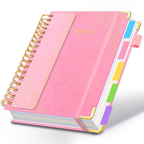 HDhuiun Hardcover Spiral Notebook with Removable Dividers & Tabs, 8