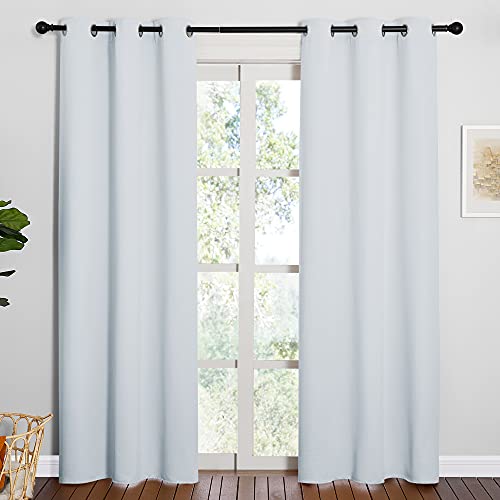 Image of NICETOWN Easy Care Solid Thermal Insulated Grommet Room Darkening Curtains /Drapes for Bedroom (2 Panels, 42 by 84, Light Grey-Greyish White)