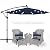 Best Choice Products 10ft Solar LED Offset Hanging Market Patio Umbrella for Backyard, Poolside, Lawn and Garden w/Easy Tilt Adjustment, Polyester Shade, 8 Ribs - Navy Blue