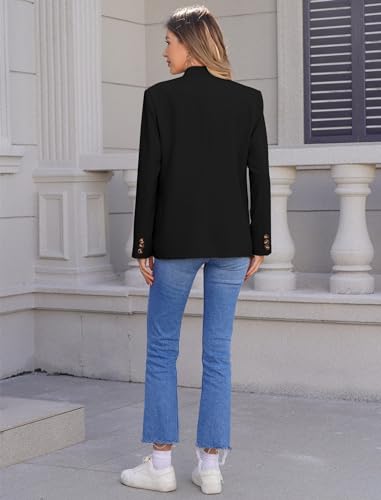 OBEEII Women's Long Sleeve Stand Collar Casual Blazers Jacket Elegant Business Office Blazer with Pockets2