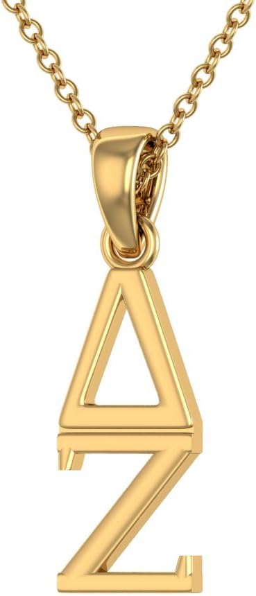 Delta Zeta Necklace Vertical Gold Plated Sterling Silver Pendant with 18" Chain