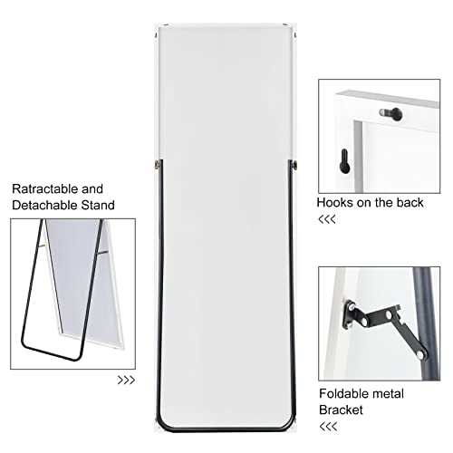 Neutype Full Length Mirror Dressing Mirror, 65"X22" Large Floor Mirror Standing Mirror Wall-Mounted Or Leaning Against Wall Aluminum Alloy Thin Frame, White #TOP2
