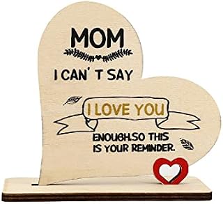Mothers Day Birthday Gifts for Mum from Daughter Son,Mothers Day Plaques Handmade Wooden Heart Plaque Mummy Presents,Mothers Day Mum Birthday Gifts Card,Gift for Mum, I Love You Mum Present Gifts