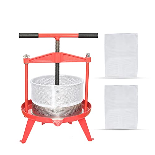 Heavy-duty Cross-beam Stainless Steel Fruit and Wine Press with Reusable Mesh Bags