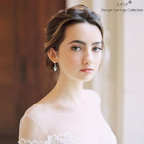 Silver Dangle Earrings for Women, Hypoallergenic Sterling Silver Sparkling Cubic Zirconia Dangle Drop CZ Earring Jewellery Gifts for Girls Birthday Christmas