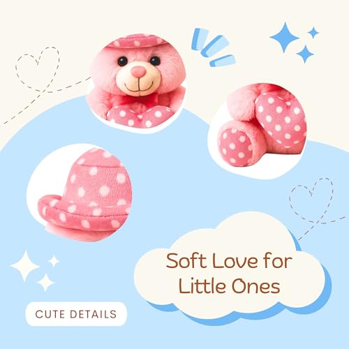 Image of TOYTALES Soft Teddy Bear with Pink Cap - 30CM Plush Stuffed Toy for Kids, Girls & Boys | Huggable Cute Teddy Bear Gift for Birthday, Anniversary & Valentine (Pink)