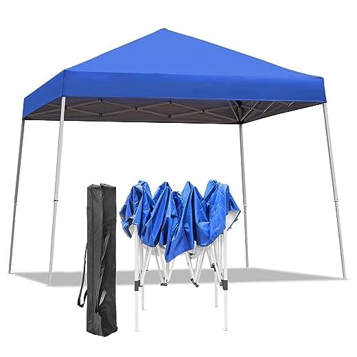 Sunoutife 10X10 FT Pop Up Canopy Tent, Outdoor Instant Slant Legs Gazebo Shelter with Carrying Bag Portable for Patio Deck Garden and Beach - 8X8 Canopy Top