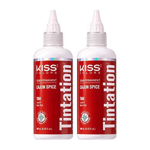 Red by Kiss Tintation Semi-Permanent Hair Color Aloe Vera Water Based Argan Oil Olive Oil Collagen & Keratin Long-Lasting Color Dye (Cajun Spice 2 Pk 5 Fl Oz)