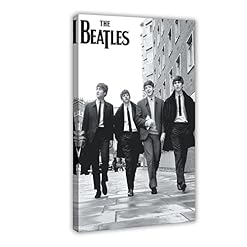 Poster vintage Les Beatles sur toile – Décoration murale – Pour salon, chambre à coucher – 50 x 75 cm - Les Beatles, Paul McCartney, John Lennon, RIngo Starr, George Harrison
