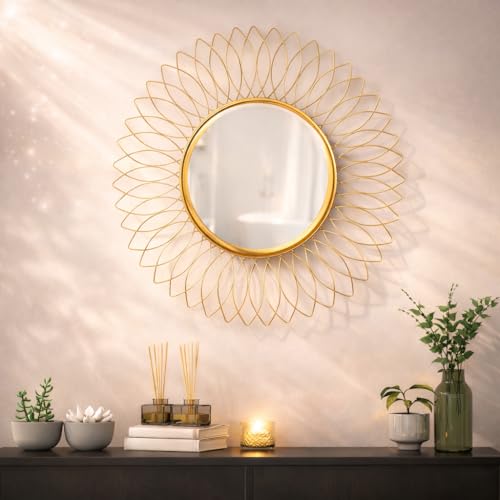 Artemade Wall Mounted Iron Framed Decorative Hanging Mirror | Vin...