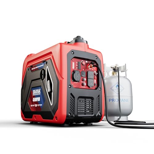 ERAYAK 4500W Dual-Fuel Portable Inverter Generator for Home Use, Camping Outdoor, 30A RV Ready, Auto Switch, Gas and Propane Powered, EPA, CO Sensor, Parallel Ready, Campact Design