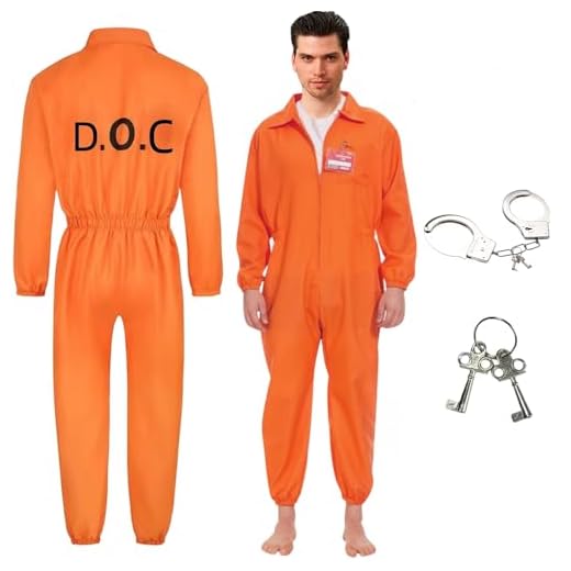 XEERUN Disfraz De Prisionero Para Hombre, Disfraz De Convicto Naranja Con Placa De Nombre, DisfrazDe Convicto, Disfrazde Carnaval Para Convictos Y Ladrones