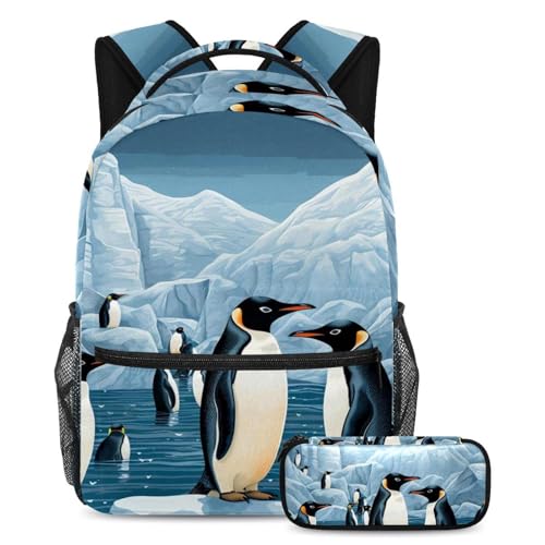 Ensemble sac à dos motif pingouins glacés et sa trousse, le cadeau parfait pour ados
