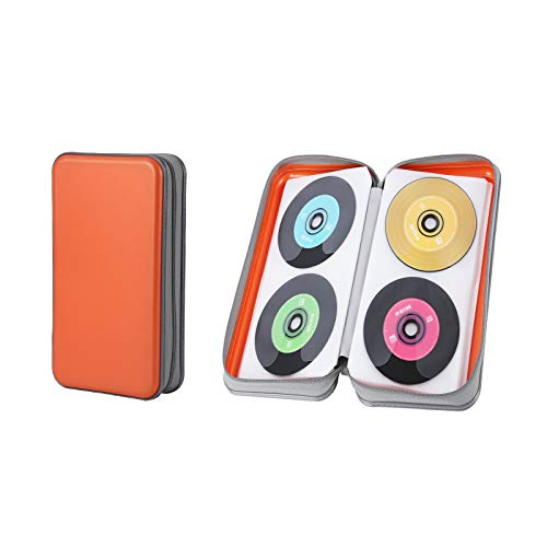 UENTIP 96 Capacity CD Case,Portable DVD Hard Plastic Case Holder CD Organizer Wallet Protective DVD Storage (96, Orange)
