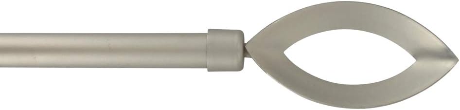 Adjustable Single Curtain Rod 50"-82" with Decorative Finials and Brackets, Silver Matte