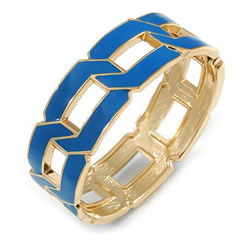 Bracelet jonc ovale Avalaya en émail bleu roi et finitions premium