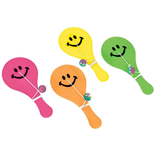 Assorted Color Paddle Balls High Count Plastic Favor - 4.75