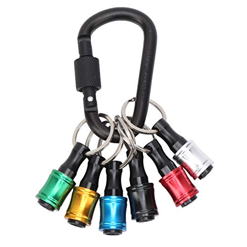 6PCS Bit Holder Aluminum Alloy Keychain Holder Screwdriver Bits Holder Extension Bar Adapter Keychain Hex Shank Screwdriver Bits Holder Hexagonal Shank Drill Bits