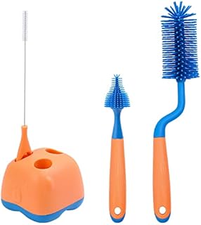 Baby Bottle Brushes for Cleaning, 4 in 1 Silicone Water Bottle Cleaner Brushes with Baby Bottle Brush, Teat Brush, Straw Cleaner, Water Storage Tray