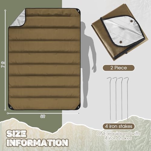 Image of Kingdder 2 Pcs Heavy Duty Emergency Blankets for Survival Camping Blanket Insulated Tarp 60 x 82 Inches Outdoor Waterproof Thermal Reflective Tarp Tent Insulation for Camp Hiking Picnic