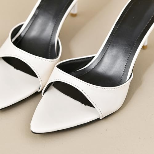 Women's Patent Leather Pointed Open Toe Kitten Heel Slide Sandals Comfort Backless Slip On Mules Pumps Fashion Party Dress High Heels3
