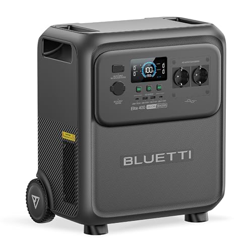 BLUETTI Elite 400 Générateur Électrique Portable, Batterie LFP de 3840 Wh Avec Prises CA 2600 W (3900 W Avec Power Lifting), Générateur Solaire Haute Capacité Avec Roues Pour Secours Domestique