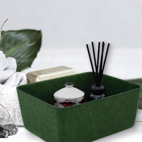 Image of Welaxy Felt Deep Drawer Organizer Medium Forest Green Closet Storage Bin
