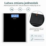 Exzact Waga osobowa/elektroniczna waga łazienkowa – duża pojemność 180 kg – wysoka precyzja, podświetlenie tła wyświetlacza LCD (czarna)
