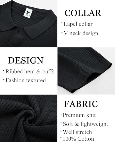 Image of DENIMHOLIC Cotton Knitted Polo T Shirt for Man | Ribbed Textured Knit Polo Mens Tshirts | Collar T Shirts for Men