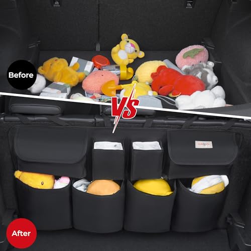 Image of SURDOCA Car Trunk Organizer, LARGE CAPACITY(43 x 19 in) Car Organizers and Storage with 8 Pockets, Upgraded Trunk Storage for Car, SUV, Truck, MPV