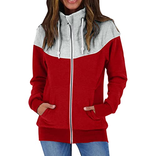üBergangsjacke Damen Herbst Freizeitjacke Außenjacke Pandjacke Classic Windproof Abrigo Elegante Steppjacke Damen Frauen Casual FestPullover Damen Hoodie, A-rojo., XL