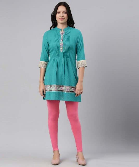 Image of GO COLORS Soft Cotton Stretch Ankle Length Leggings for Women | Breathable