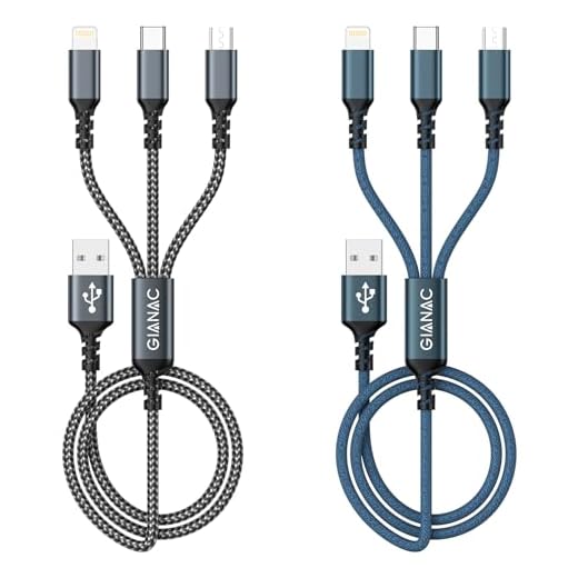 Multi Cable de Carga [2Pack 1.2M] 3 en 1 Multi USB Cargador Cable Nylon Cable USB con Micro USB Tipo C Lightning de Cargador Carga Rápida para Samsung Galaxy,Huawei,Honor,iPhone,Kindle,MacBook,LG
