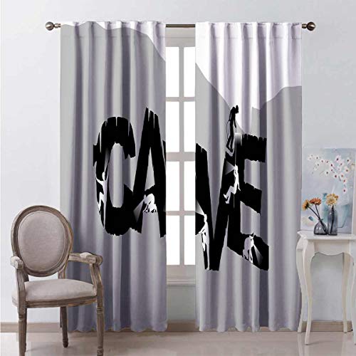 Toopeek - Cortina de color resistente al desgaste para explorar una gruta en forma de la palabra aventura descubrimiento espeleología, tela impermeable de 84 x 84 pulgadas, color negro, gris y blanco