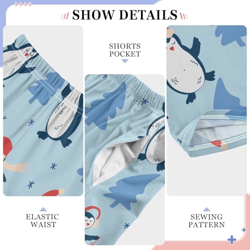 Boys' Pants Christmas Penguins Funny Long Bottoms Jogger Pants Elastic Waist Trousers with Pockets S-XL4