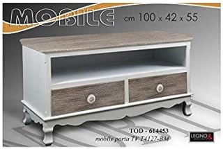 Mobile Porta TV Grigio Bianco 100 * 42 * 55 Shabby DECAPE' PROVENZALE