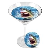 Snowy River Cocktail Toppers, Edible Topper for Cocktails, Milk Shakes, Cakes and Ice Cream (Shark, 6 Pack)
