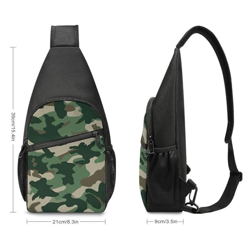 Bolso tipo sling camuflado verde para senderismo y viajes miniatura 2