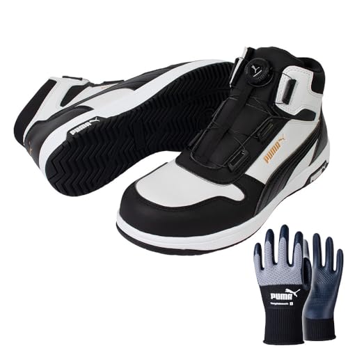 プーマ安全靴#63.212 26.5cmフロントコートブラック＆ホワイトミッド プーマ] 安全靴 フロントコート ブラック 28.0cm ディスク ミッド