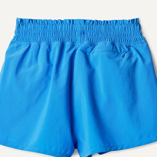 Image of Amazon Essentials Girls' High-Rise Athletic Performance Stretch Woven Shorts with Elastic Waistband