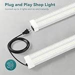 Zaltris 4FT LED Shop Lights, Plug-in 4’ LED Shop Light Fixtures Linkable, 5000K Commercial Bay Lighting for Workshop, Warehouse, Garage, AC100-277V, Hanging Surface Mount, ETL Listed, 2Pcak