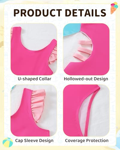 Image of Mioglrie Toddler Baby Swimsuit Girl Bathing Suit Girl 2T 3T 4T 5T 6T Girls One Piece Swimsuits Color Block Swimwear