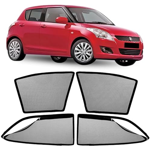 Image of AutoStory Magnetic Car Sunshade for Swift 2012-2016 | Front Half Cut for Mirror Visibility + Rear Full Coverage with Zipper | Heavy Heat & UV Protection | Privacy Side Window Curtains Shades