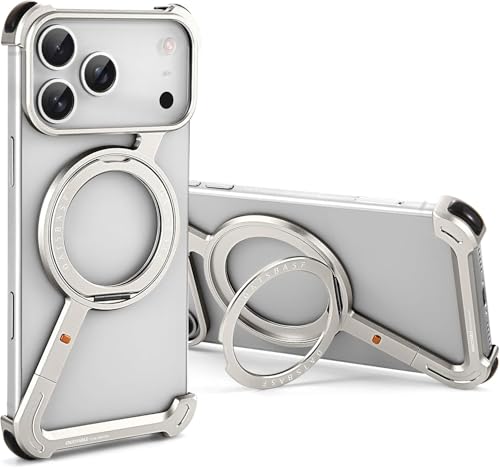 Coque iPhone 17 Pro Max sans cadre argentée pour vidéos et bureau