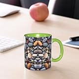 DZBDWZXH Green Ceramic Coffee Mugs 11oz, (Pebble Stone) Print Restaurant Coffee Mug for Coffee,Cappuccino,Tea,Cocoa,Cereal - Image 8