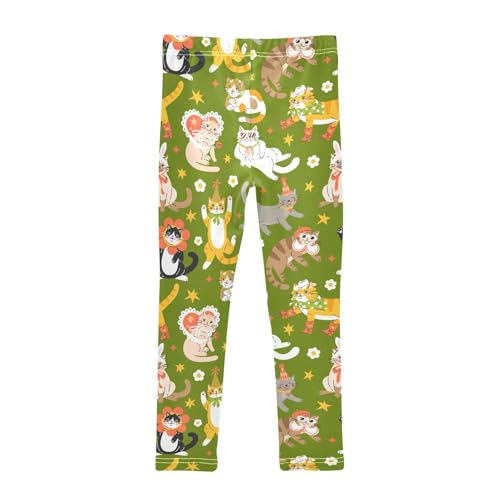 Girls Basic Leggings Baby Girls Pants Cats Funny Soft Footless Stretchy Tights Pants 4-10Y2
