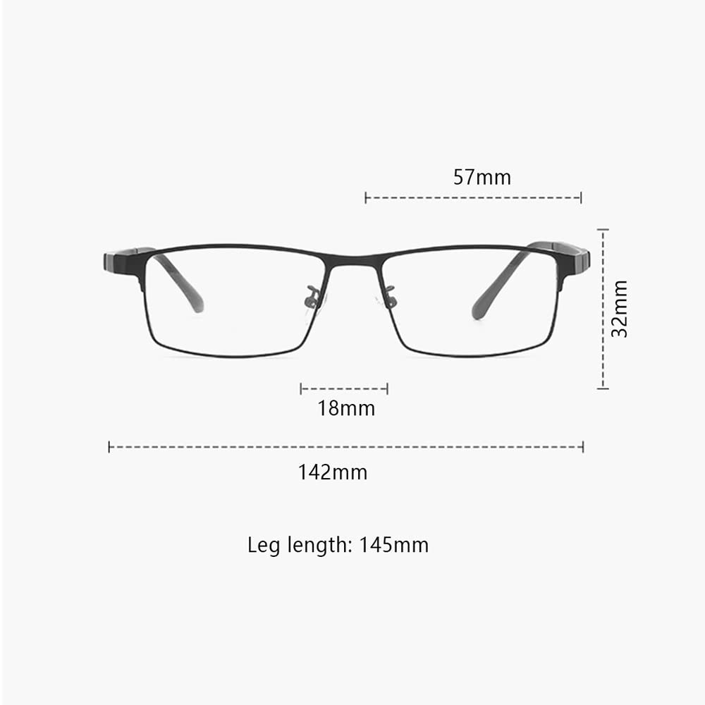 Photochrome Progressive Multifokale Lesebrille Herren Sonnenbrille Rechteck Blaulichtfilter Brille Leicht Presbyopische Brille Schwarz