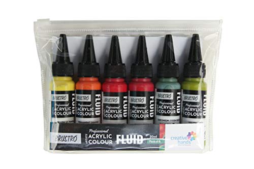 Image of BRUSTRO Professional Artists � Fluid Acrylic 20 ml Tropical Paradise Set of 6 with Pouring Medium 200 ml